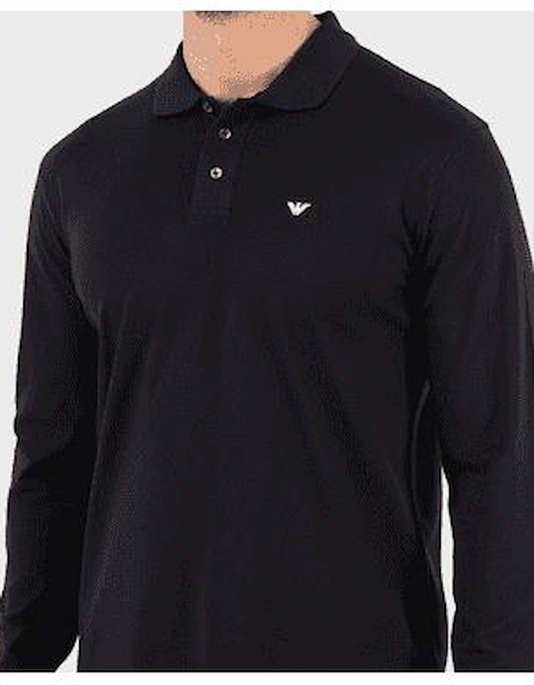 Cotton Navy Long Sleeve Eagle Polo Shirt