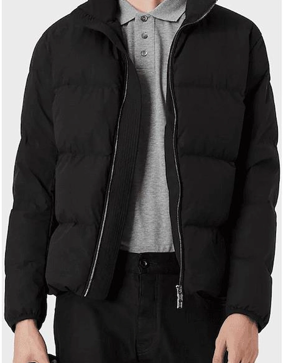 Quilted Nylon Black Down Jacket