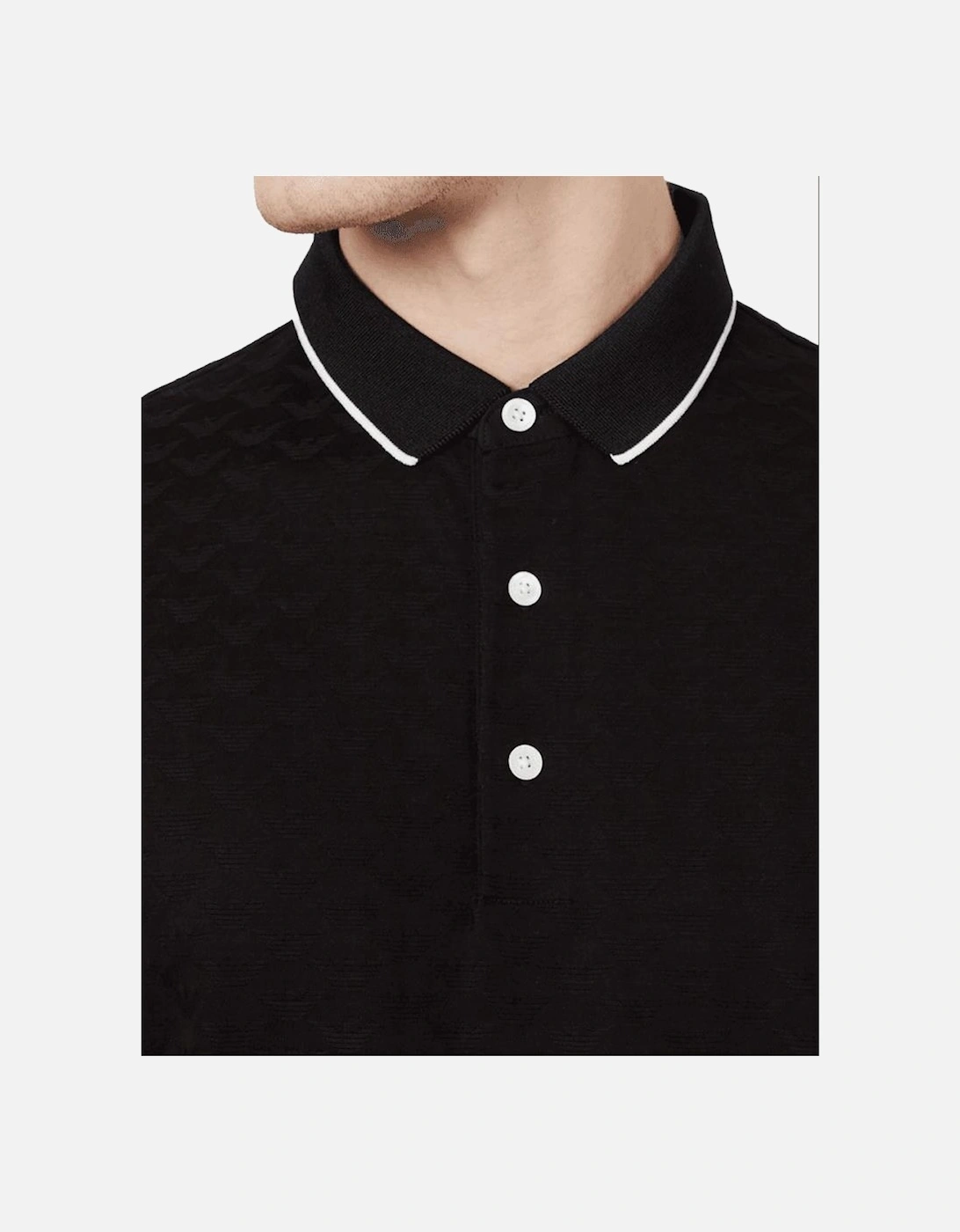 Cotton Allover Logo Black Polo Shirt