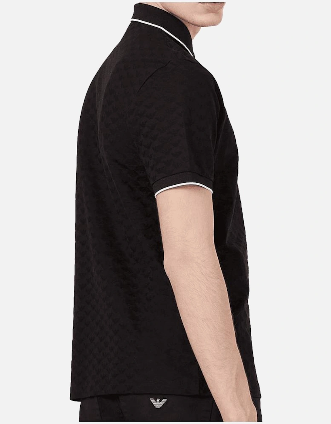 Cotton Allover Logo Black Polo Shirt