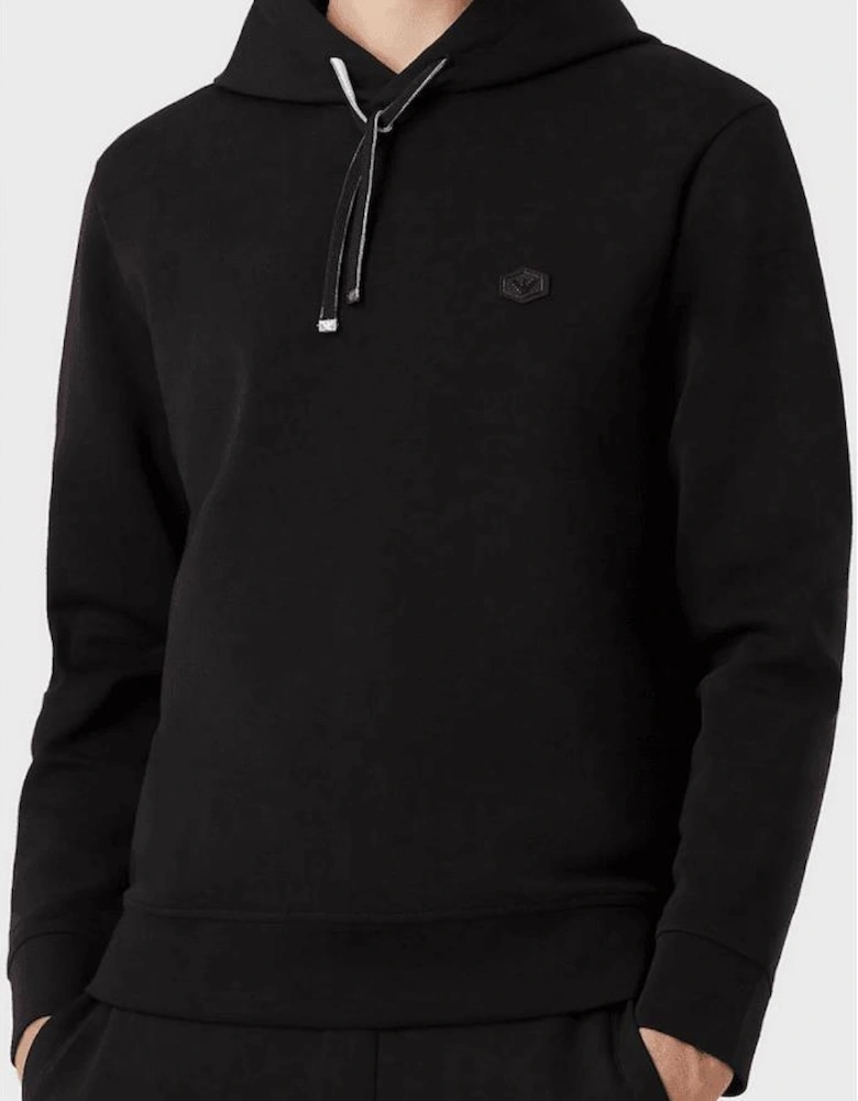Cotton Logo Pullover Black Hoodie