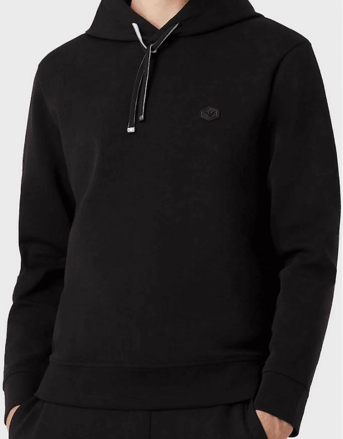 Cotton Logo Pullover Black Hoodie
