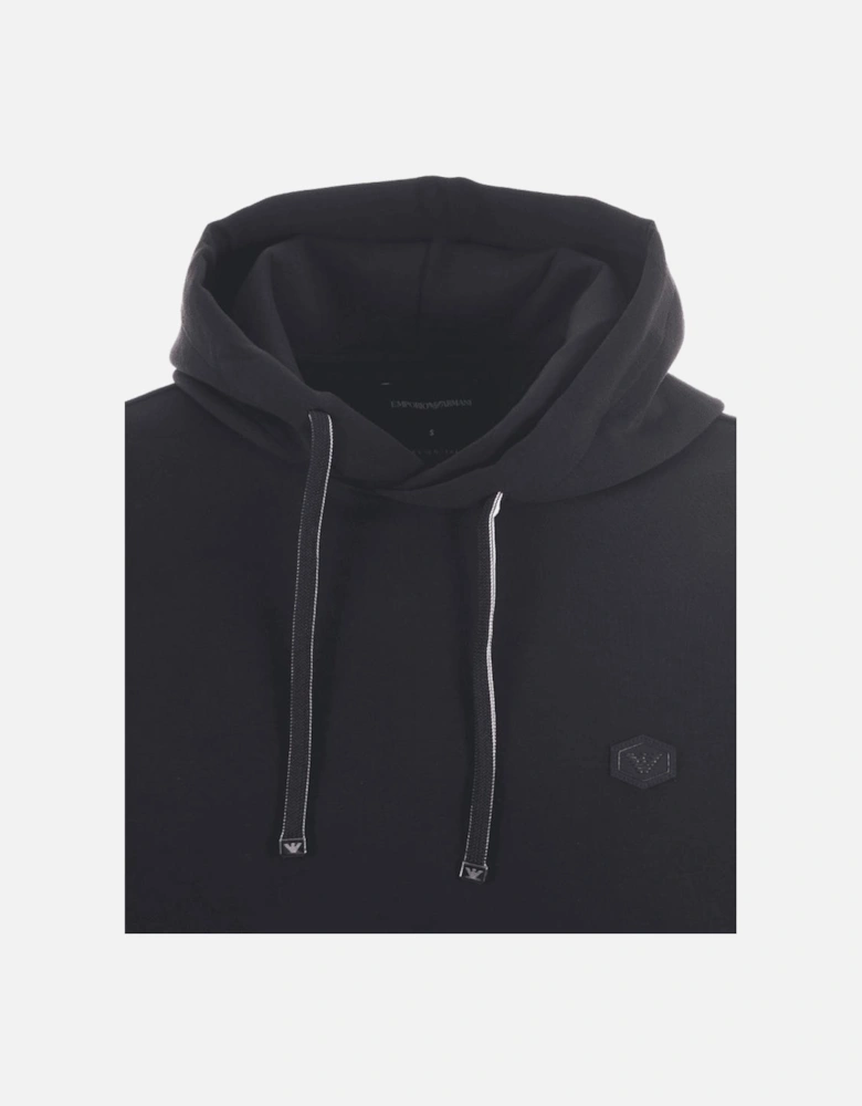 Cotton Logo Pullover Black Hoodie