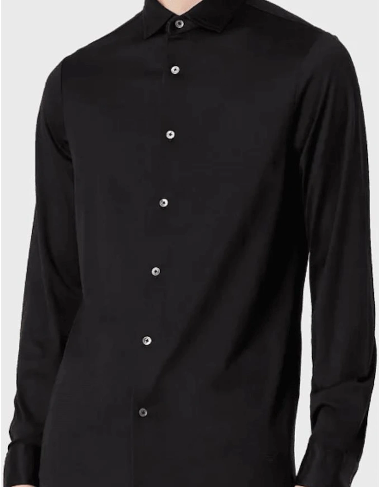 Cotton Slim Fit Button Up Black Shirt