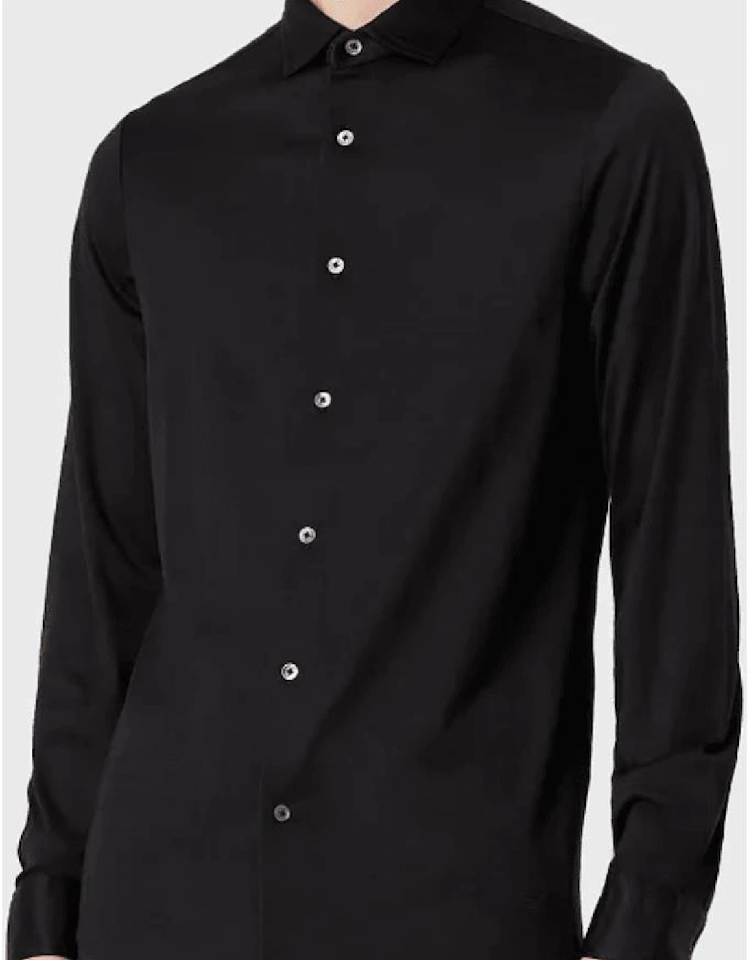 Cotton Slim Fit Button Up Black Shirt