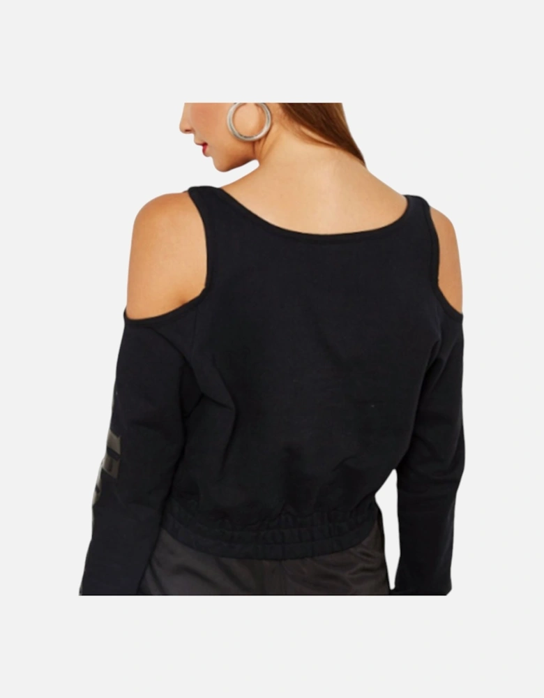 ITALIA CUCINOTTA SIX04852 Womens Fleece TopTrack Casual Black Crop Top