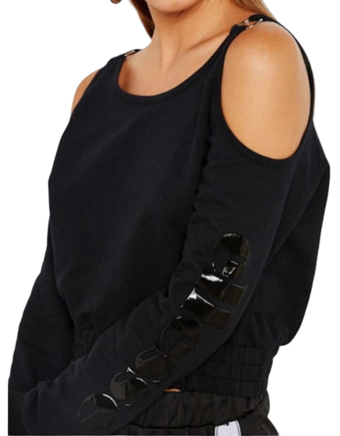 ITALIA CUCINOTTA SIX04852 Womens Fleece TopTrack Casual Black Crop Top