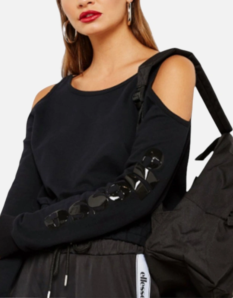 ITALIA CUCINOTTA SIX04852 Womens Fleece TopTrack Casual Black Crop Top