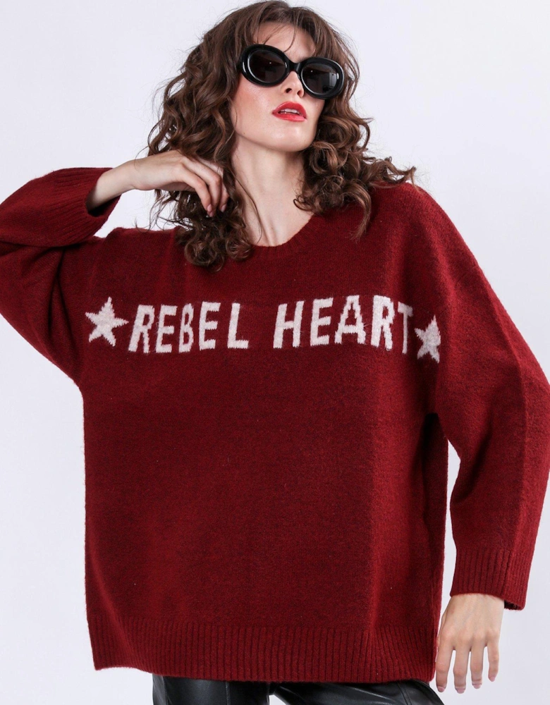 Rebel Heart Oversized Jumper - Red