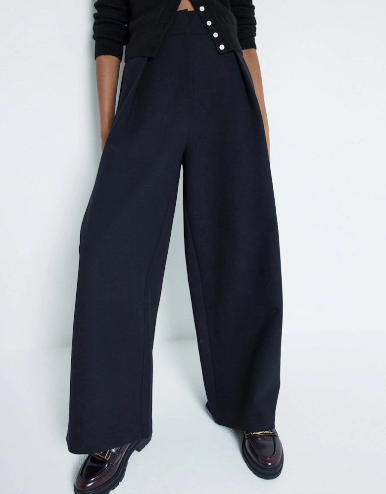 High Waist Wide Leg Trouser - Black