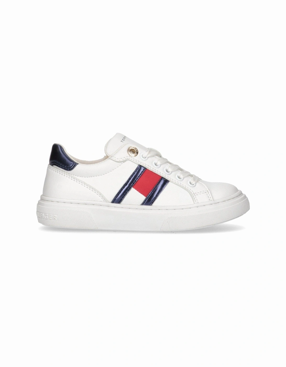 Girls Flag Low Cut Lace-Up Sneakers - White, 6 of 5