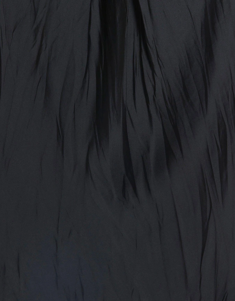 Halter Neck Crinkle Satin Top - Black