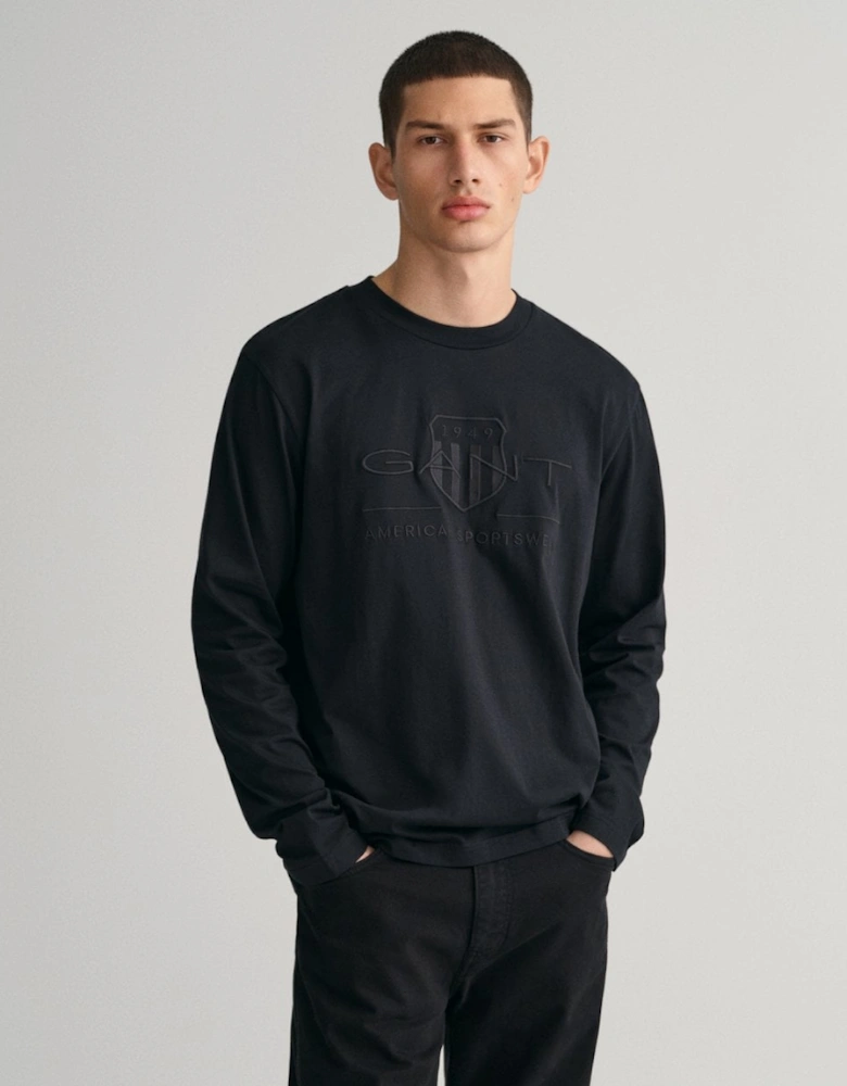 Mens Regular Fit Tonal Shield Long Sleeve T-Shirt