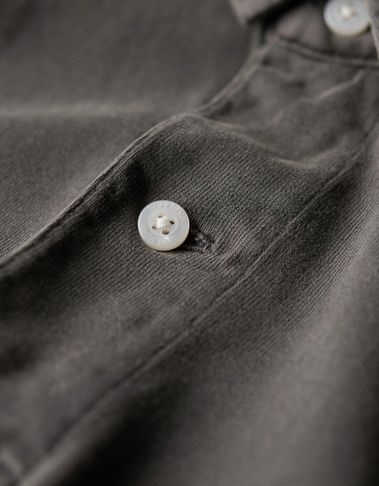 Studios Long Sleeve Jersey Polo Shirt - Dark Grey