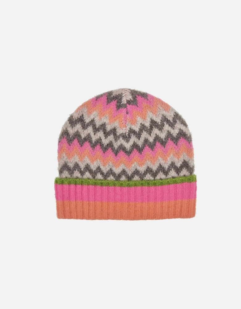 DORA CHEVRON BEANIE IN PINK MIX