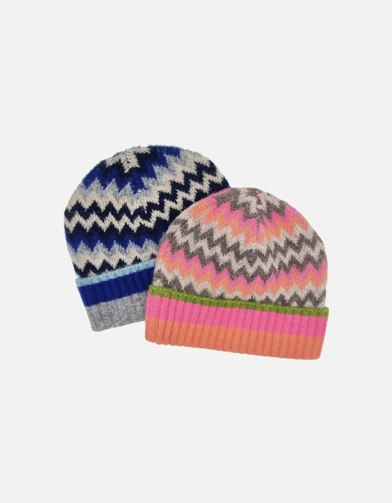 DORA CHEVRON BEANIE IN PINK MIX