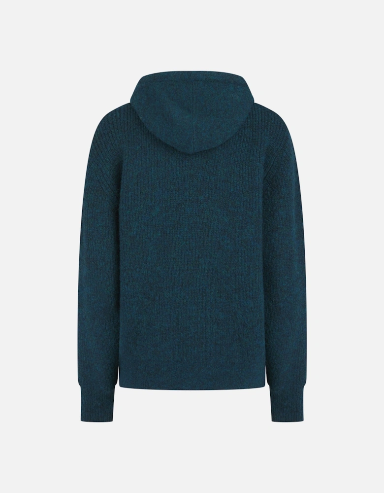 NORWOOD KNITTED HOODIE IN TEAL MIX