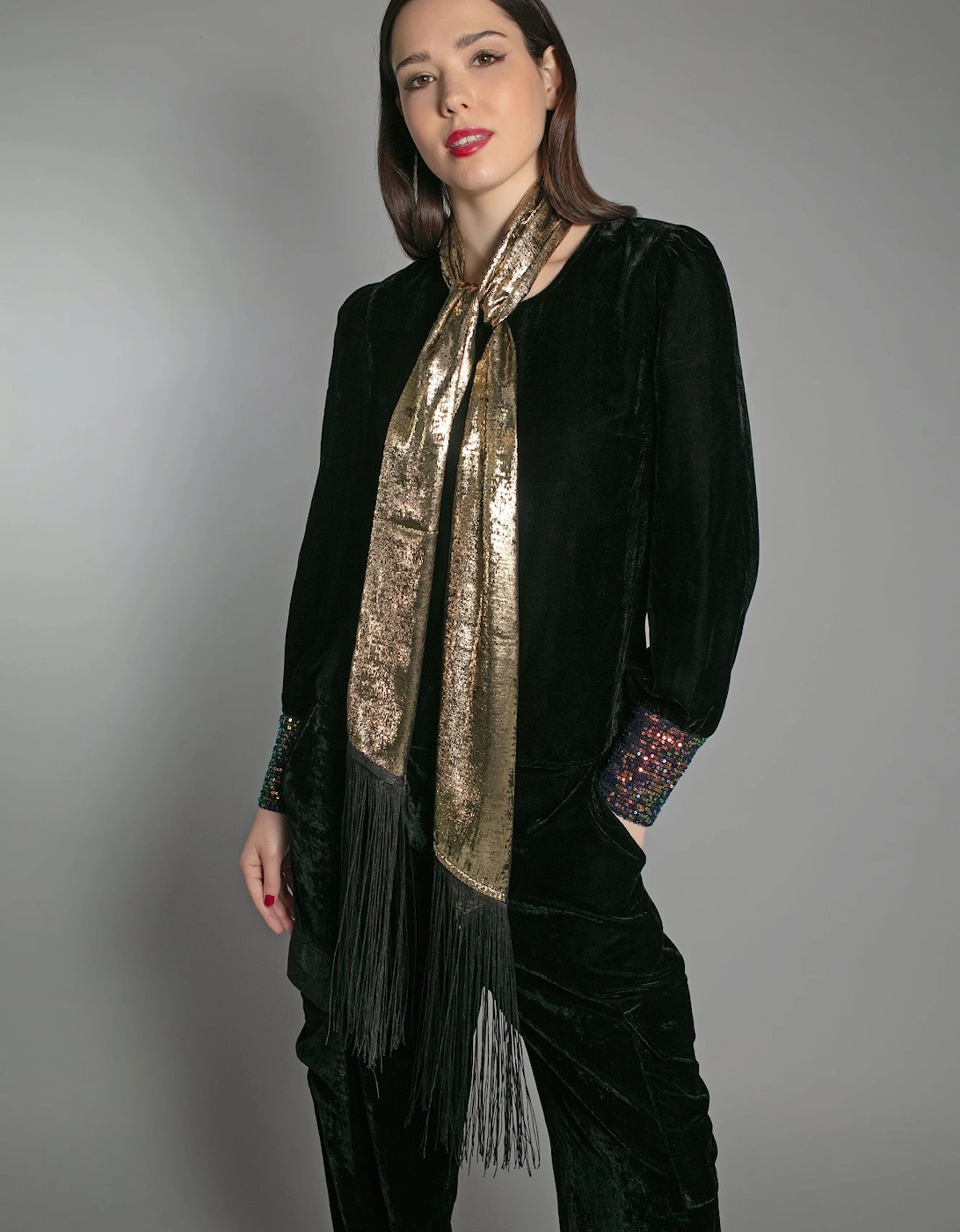 STEVIE LAME SCARF IN GOLD, 4 of 3