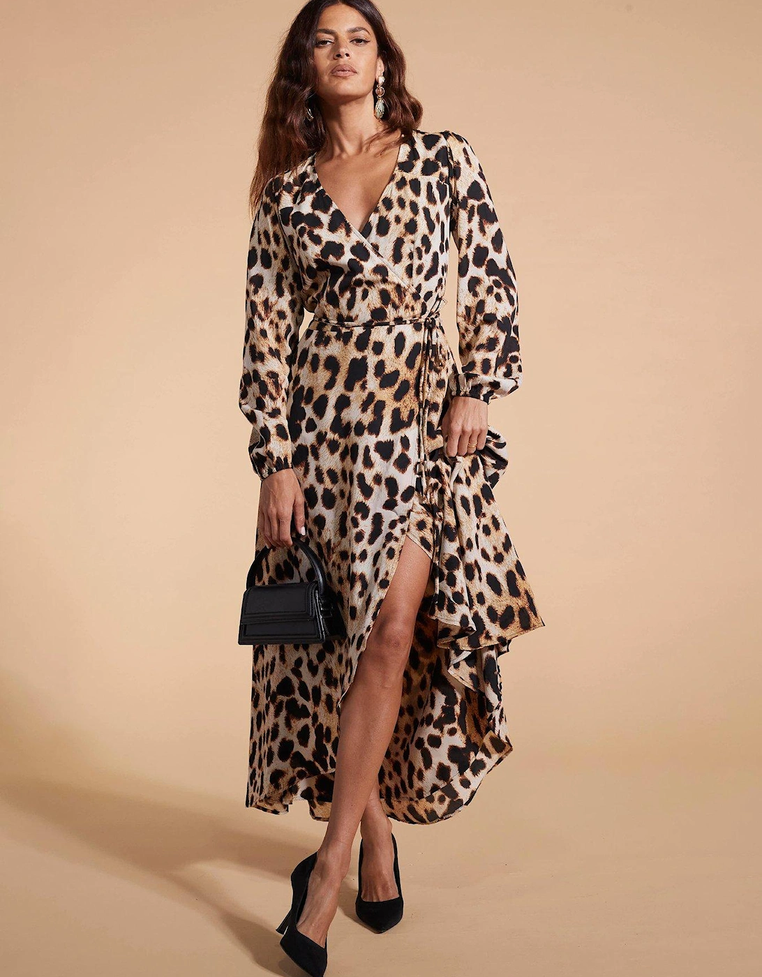 Leopard Print Wrap Maxi Dress - Leopard Print