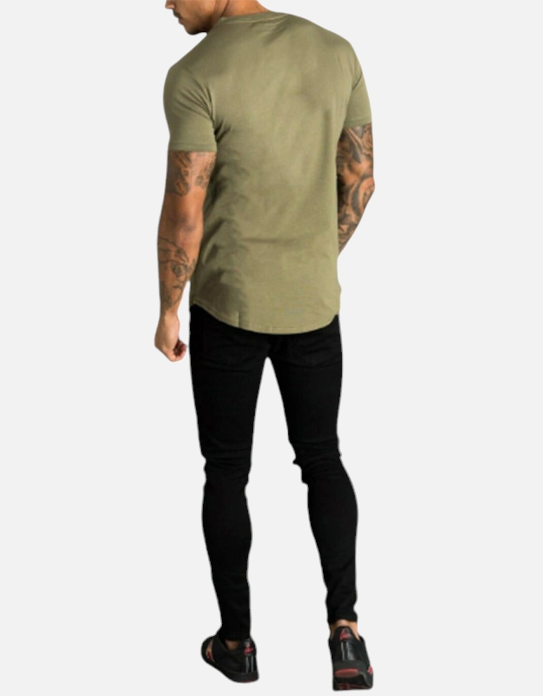 Longline Fitted Tee Shirt GK Mens T-Shirt Crew Neck Summer Cotton Top