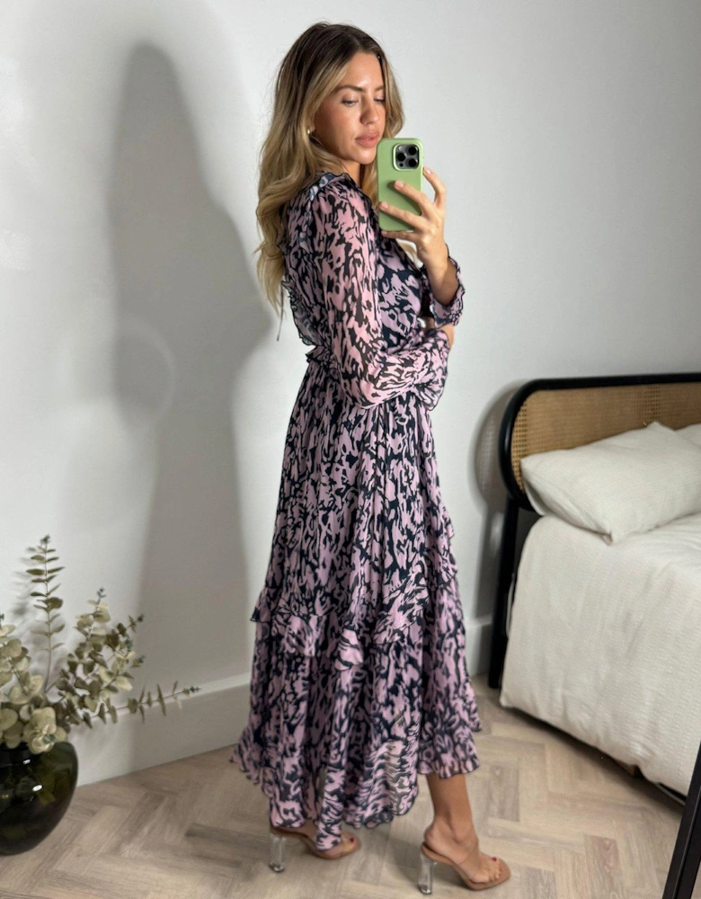 Long Sleeve Midi Dress - Blush/navy