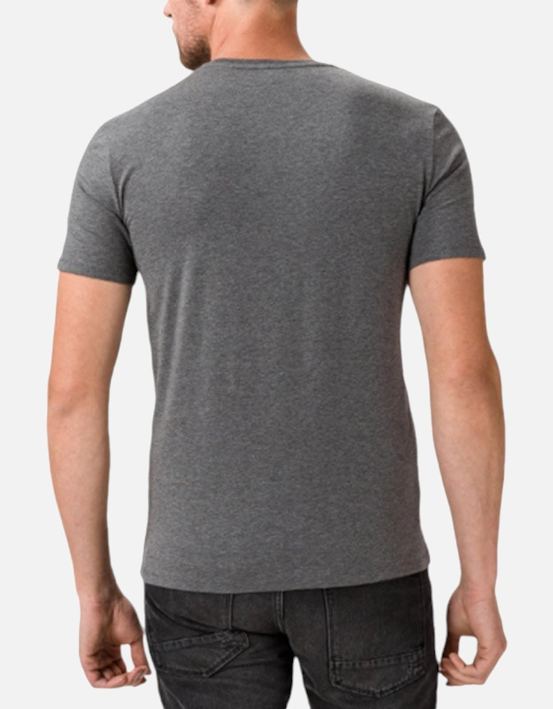 S03GC0368 Mens T-Shirt Logo Print Short Sleeve Tops Cotton Grey Tee