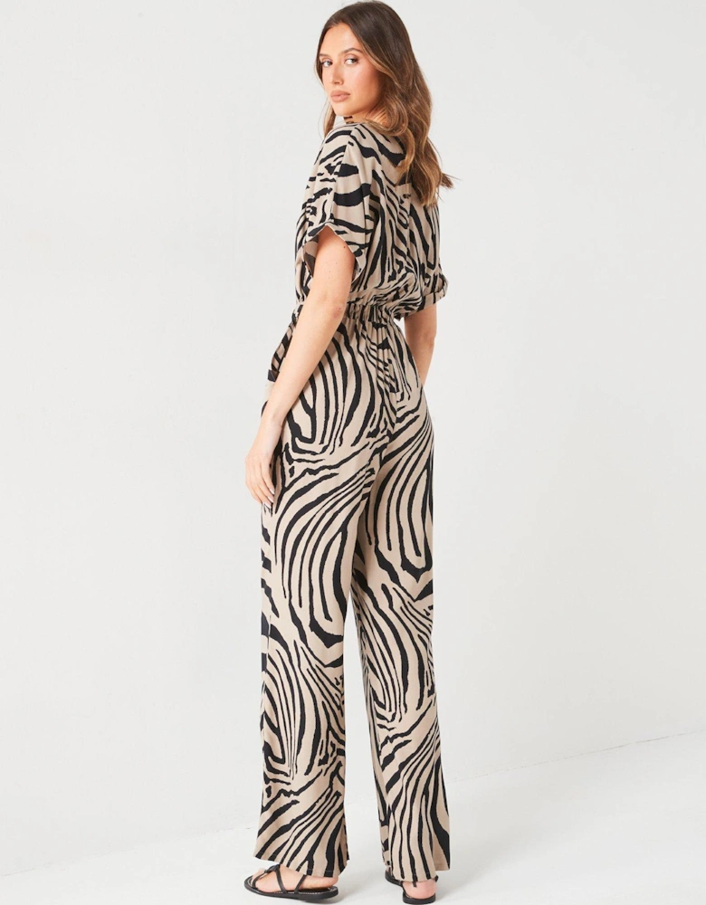 Printed Wrap Jumpsuit - Mono