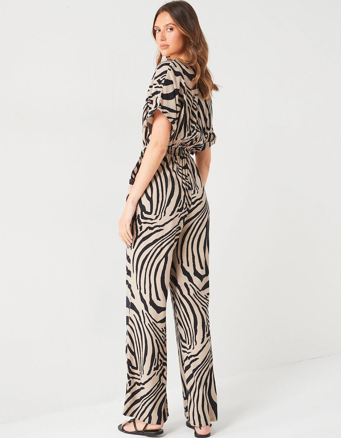 Printed Wrap Jumpsuit - Mono