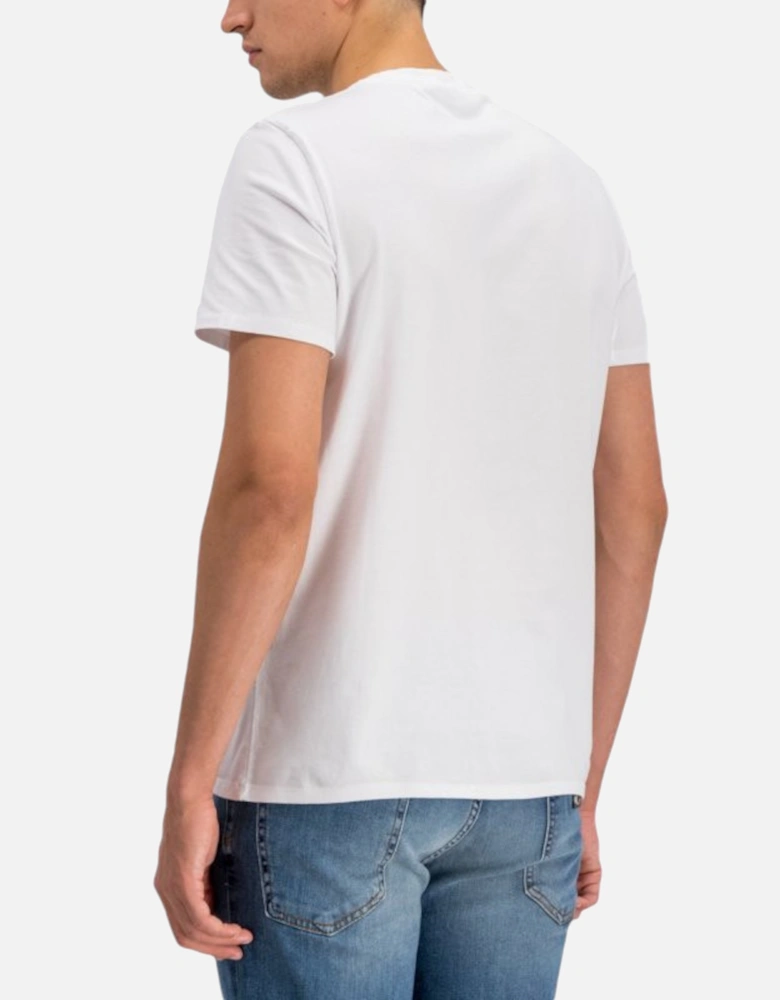 S03GC0549 Mens T-Shirt Tiger Short Sleeve Tops Cotton White Tee