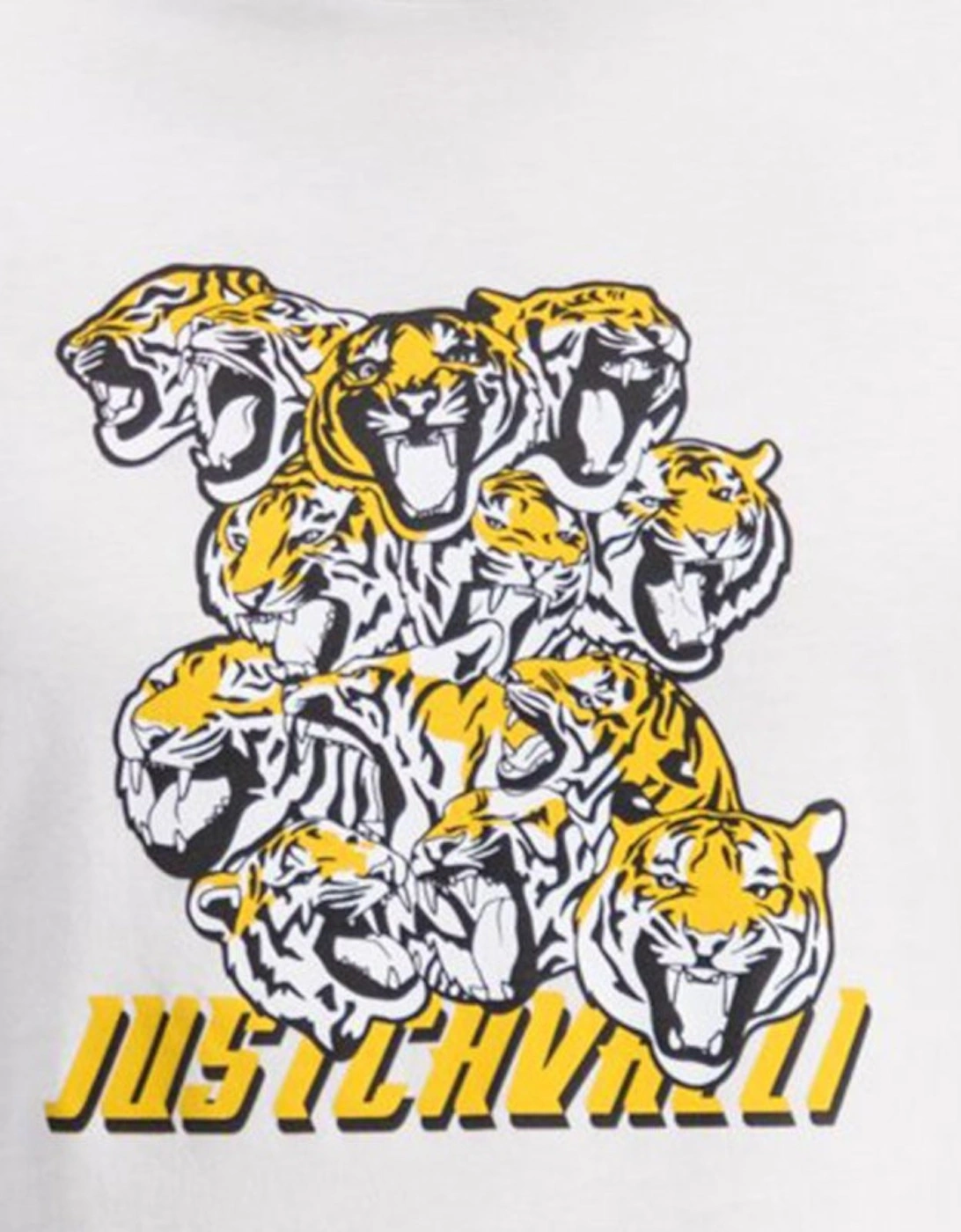 S03GC0549 Mens T-Shirt Tiger Short Sleeve Tops Cotton White Tee