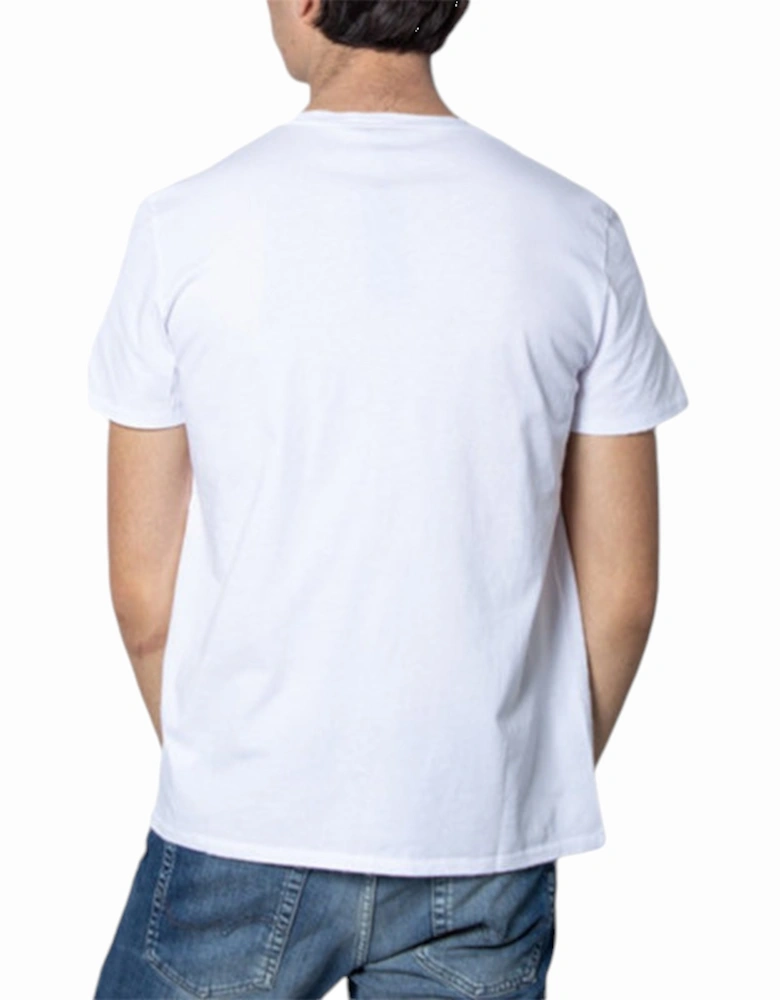 S03GC0556 Mens T Shirts Crew Neck Short Sleeve White Printed Tee