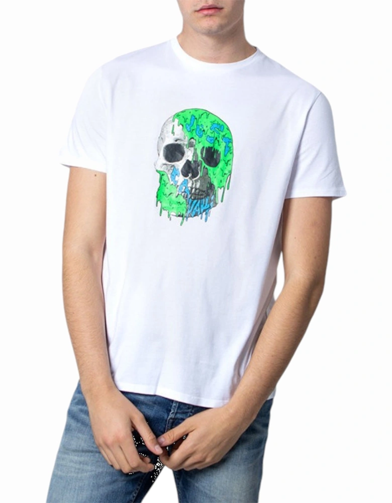 S03GC0556 Mens T Shirts Crew Neck Short Sleeve White Printed Tee