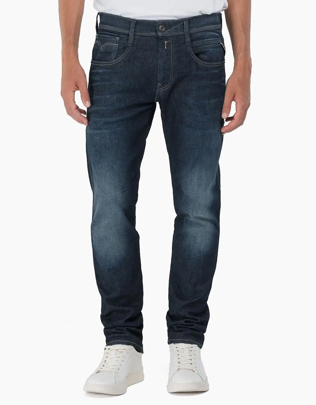 Men's Replay Hyperflex Anbass Slim Tapered Jeans - Navy - Size: 30/30