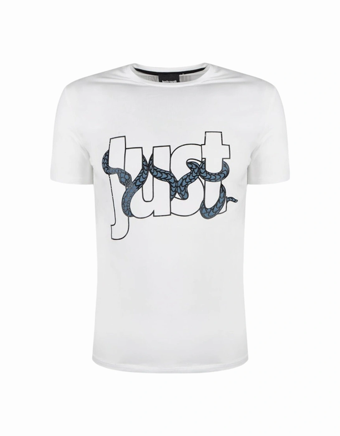 S01GC0283 Mens T-Shirt Python Print Short Sleeve Summer White Tee