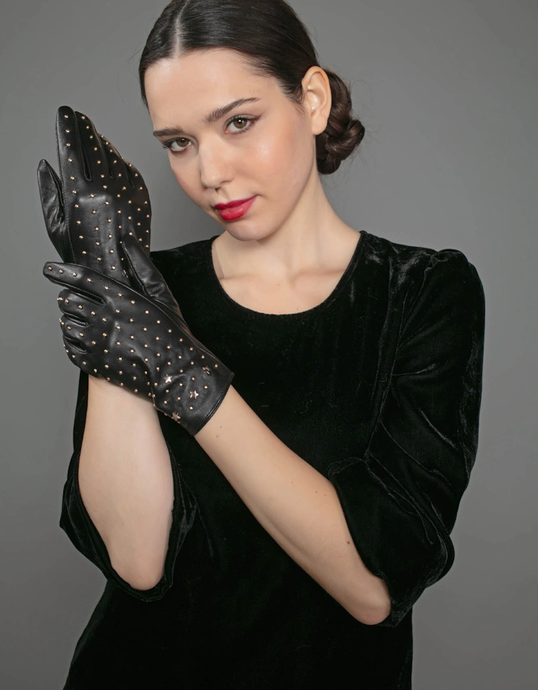 TISHAN STUDDED GLOVES in BLACK