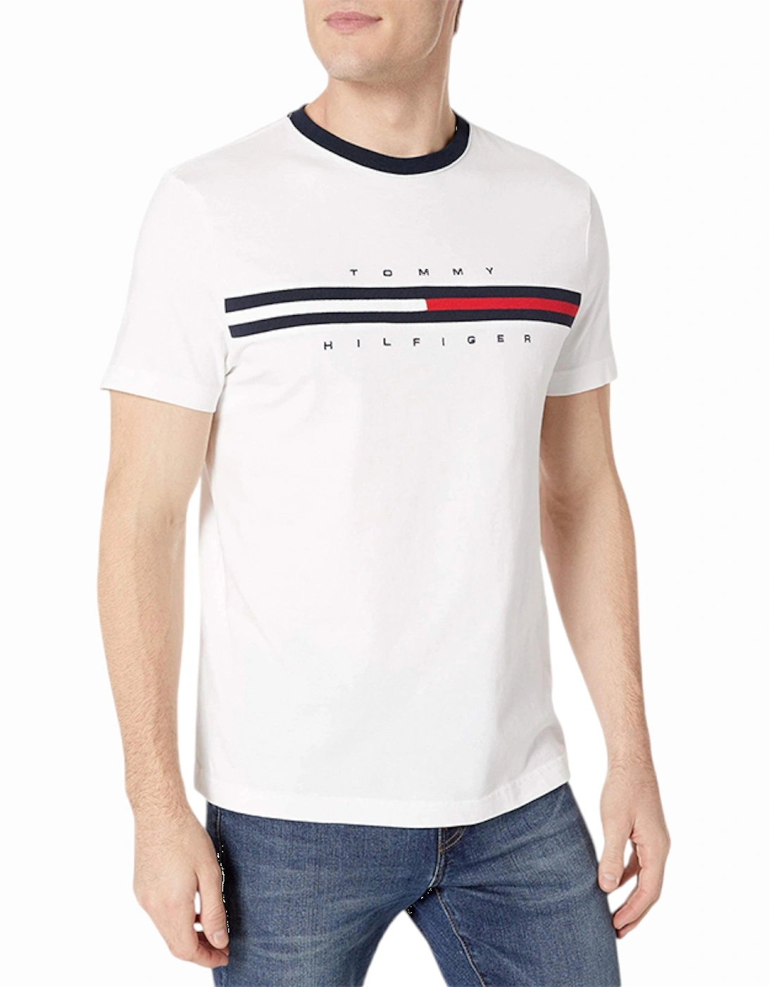 Mens T Shirts Crew Neck Signature Stripe Summer Cotton Tino Tee