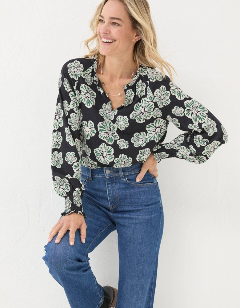 Florence Spaced Floral Blouse - Black