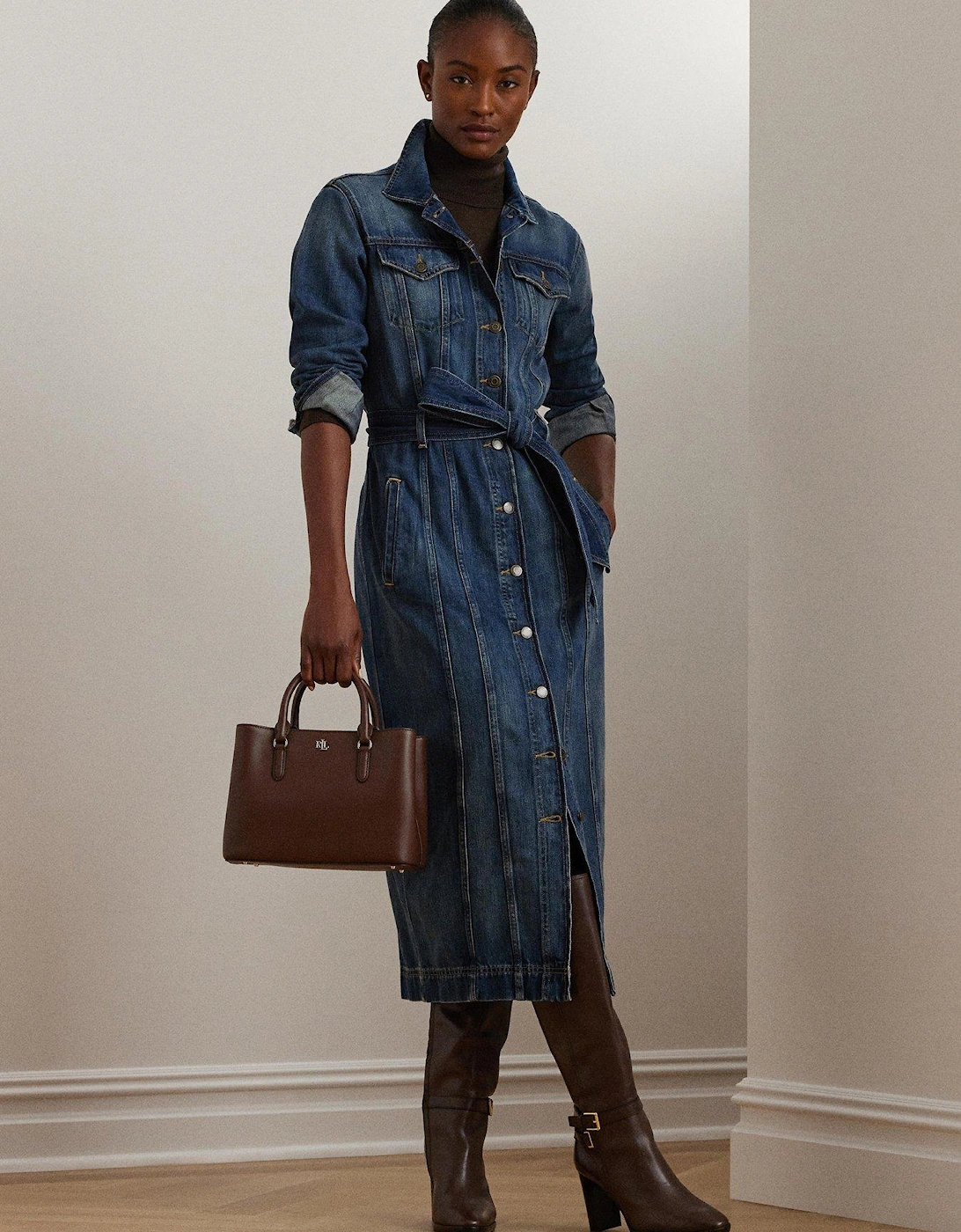 Hadell Long Sleeve Denim Dress - Blue, 5 of 4