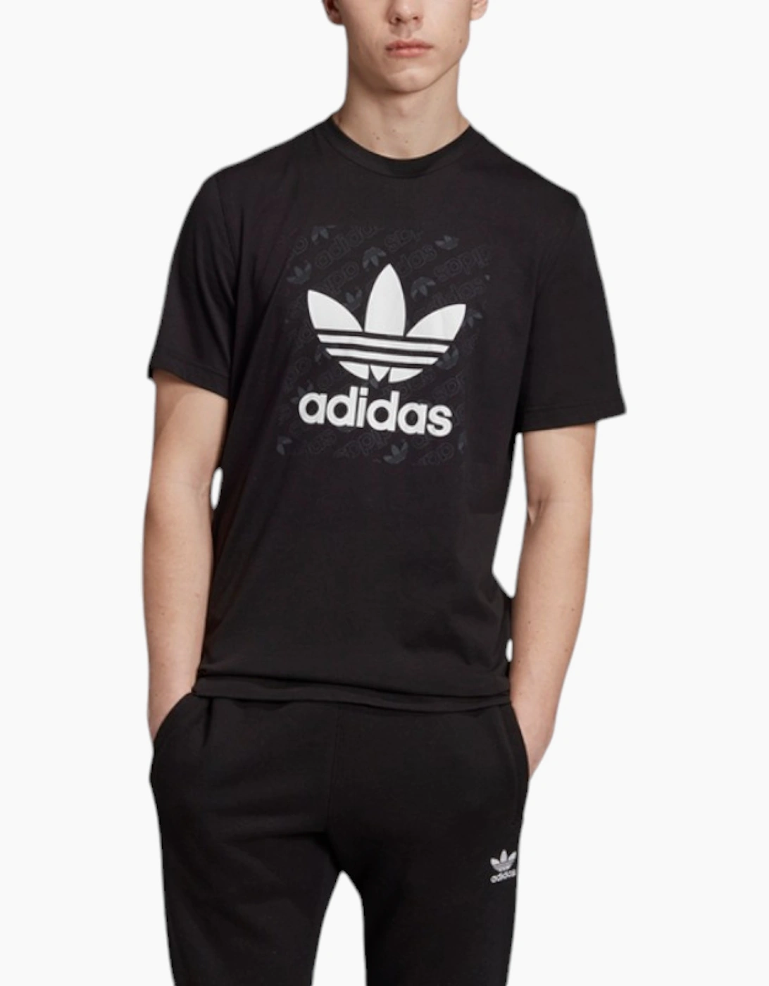 Men's ADIDAS MONOGRAM Mens T Shirts Short Sleeve Summer Crew Neck Casual Cotton Tee - Black - Size: 42