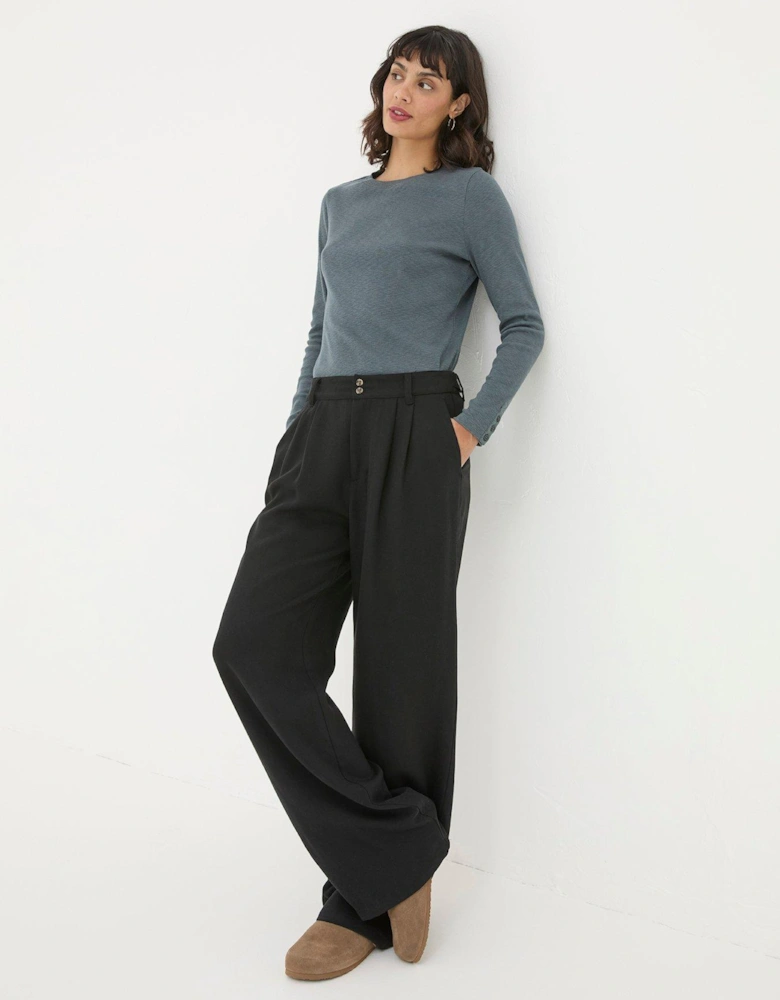 Ginger Wide Leg Drape Trouser - Black