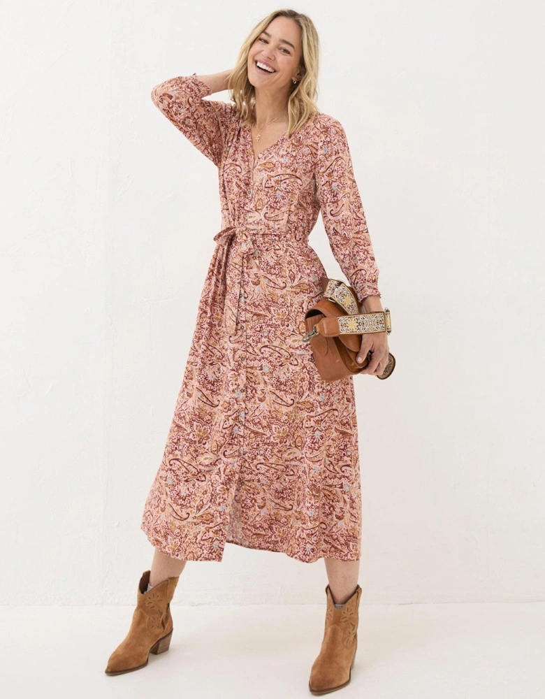 Estelle Wild Paisley Midi Dress - Pink