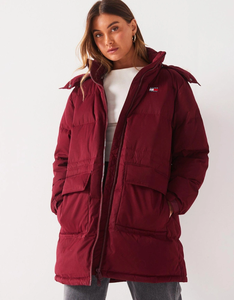 Alaska Mid-Length Padded Jacket - Red