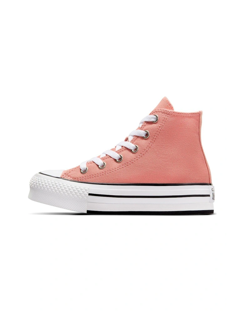 Kids Girls Seasonal Colour Canvas Hi Trainers - Light Orange