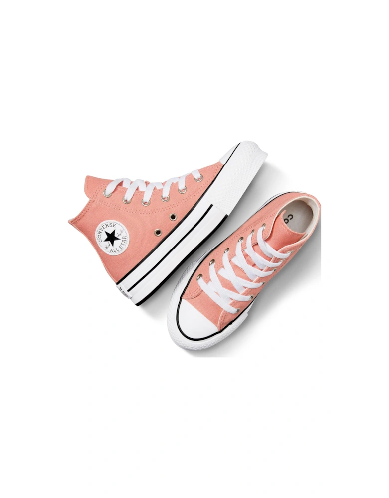 Kids Girls Seasonal Colour Canvas Hi Trainers - Light Orange