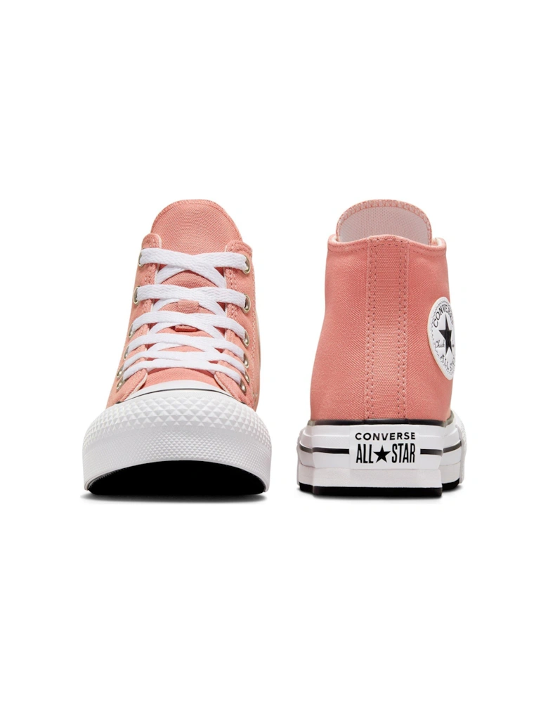 Kids Girls Seasonal Colour Canvas Hi Trainers - Light Orange