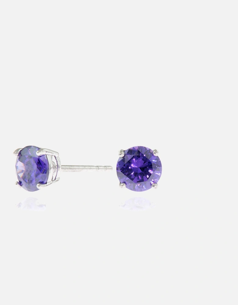 Lana 6mm Sterling Silver Violet Earrings