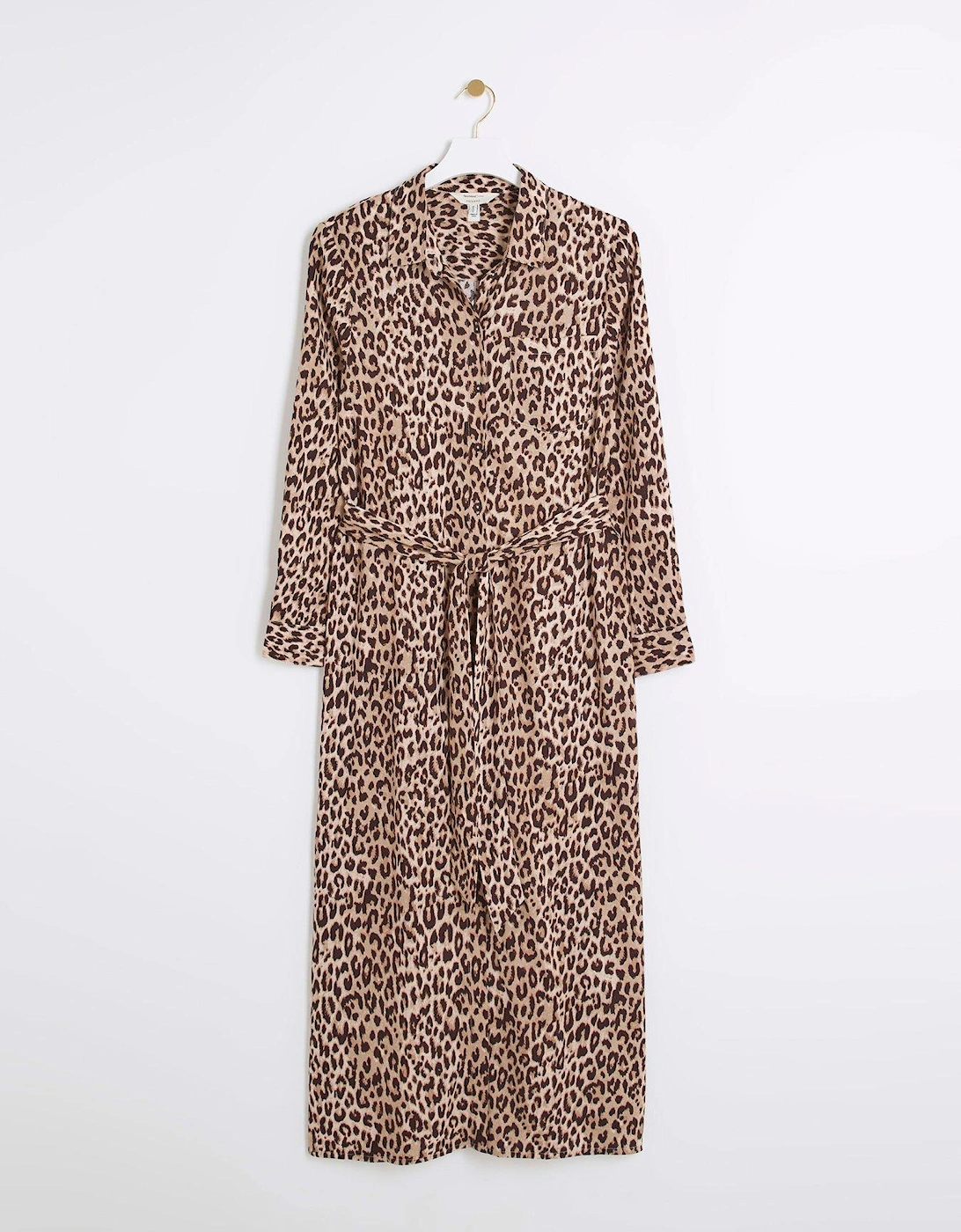 Animal Print Midi Dress - Light Beige