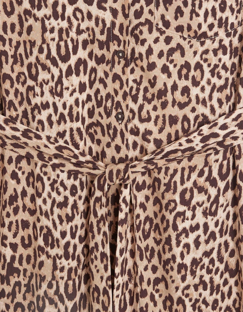 Animal Print Midi Dress - Light Beige