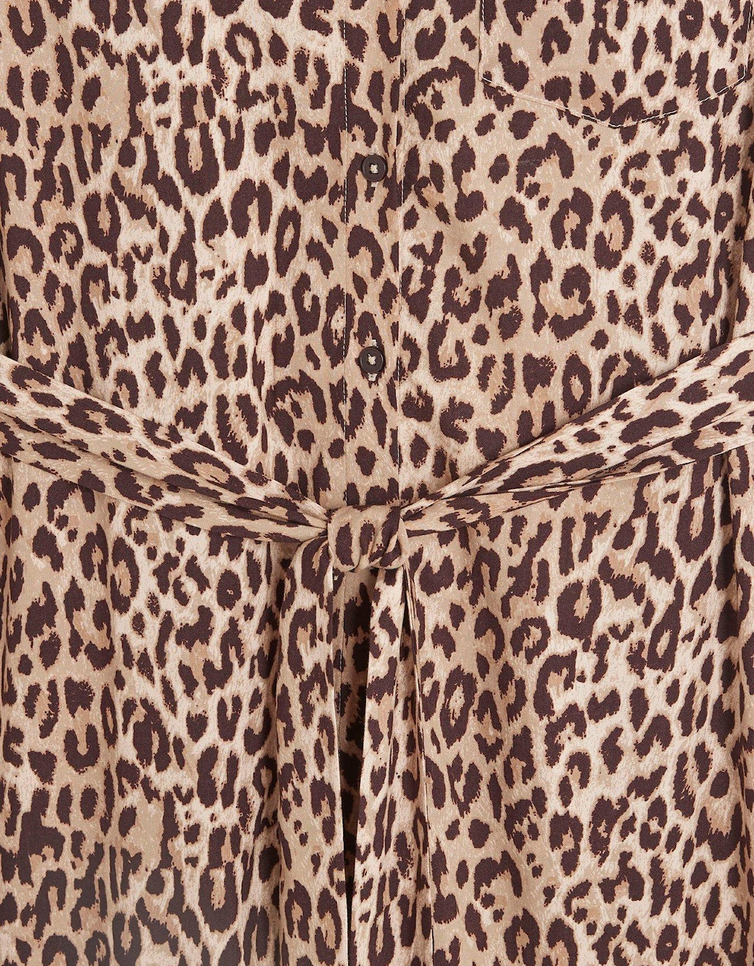 Animal Print Midi Dress - Light Beige