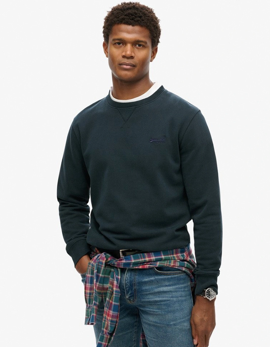 Men's Essential Logo Crew Sweatshirt Eclipse Navy, 8 of 7